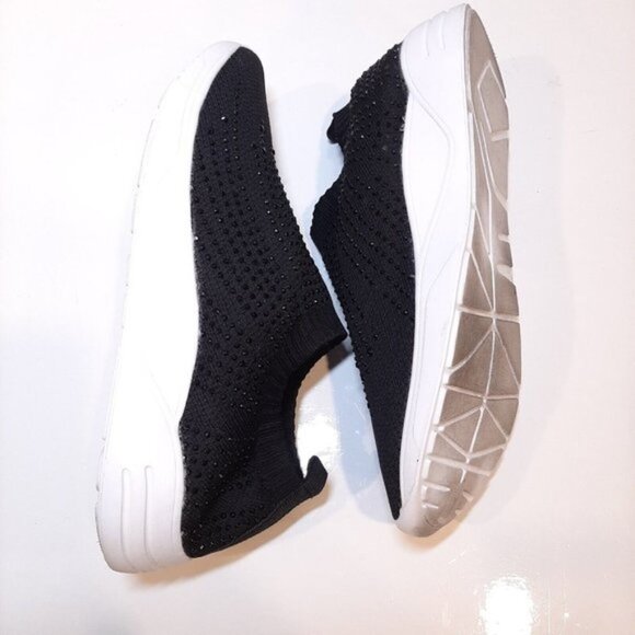 ALIA Womens Size 8 Black Glitter Shoes Sparkle Studded Casual Slip On Sneakers - Picture 5 of 14